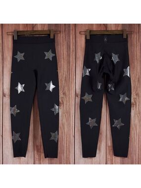 Ultracor Womens XS Black Lux Knockout Silver Diamond Dust Nebula Stars Leggings